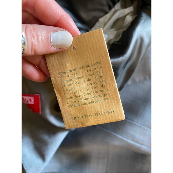 Posillipo 1930 Sartoria Made in Napoli Single-Breasted Checkered Coat Gray Custo - Picture 12 of 16